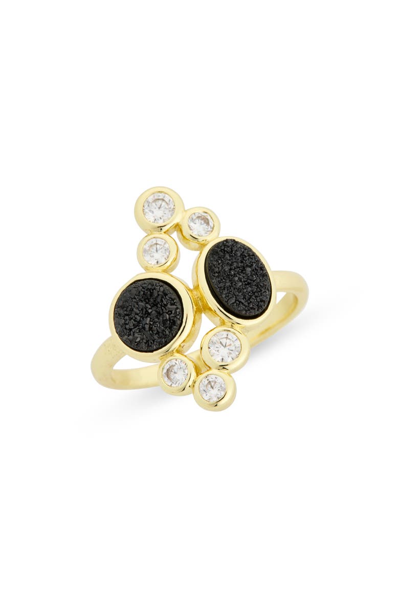 Druzy Stone Crystal Cluster Ring, Main, color, BLACK/JET