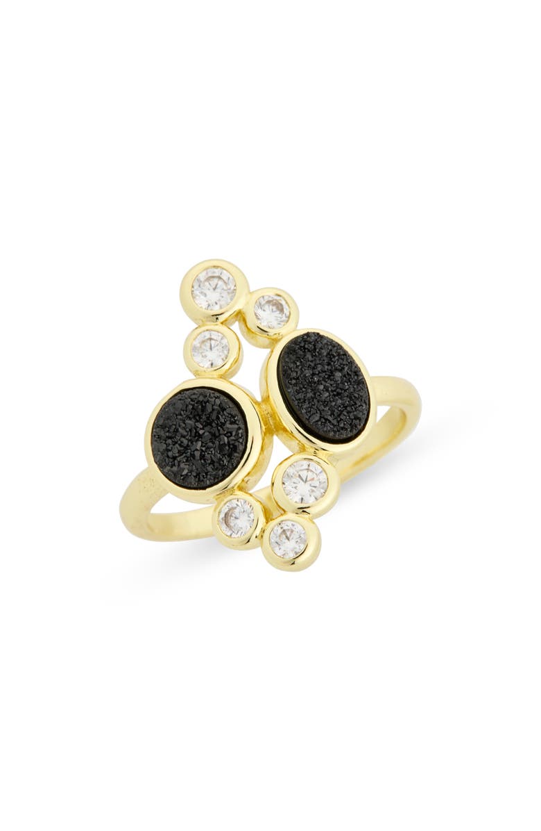 Covet Druzy Stone Crystal Cluster Ring, Main, color, Black/Jet