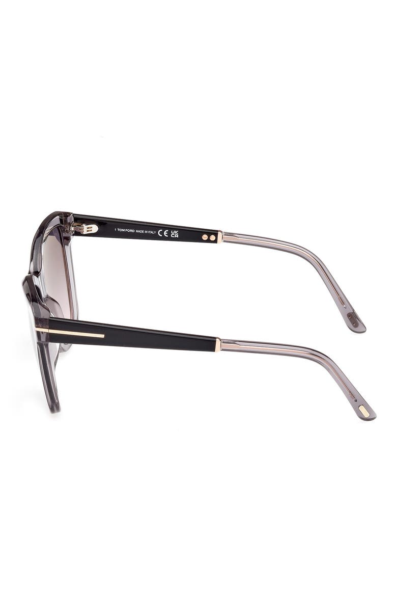 Lucia 54mm Gradient Square Sunglasses, Alternate, color, SHINY GREY BLACK / SMOKE