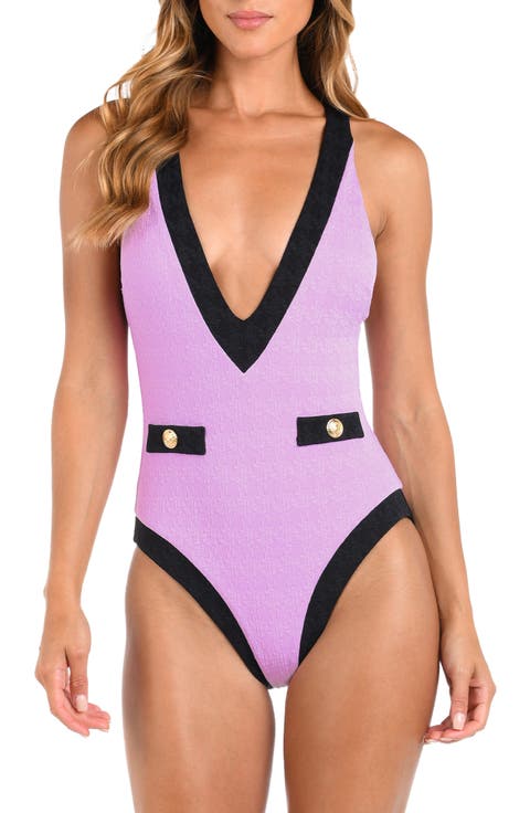 Lisa Colorblock Plunge One-Piece Swimsuit