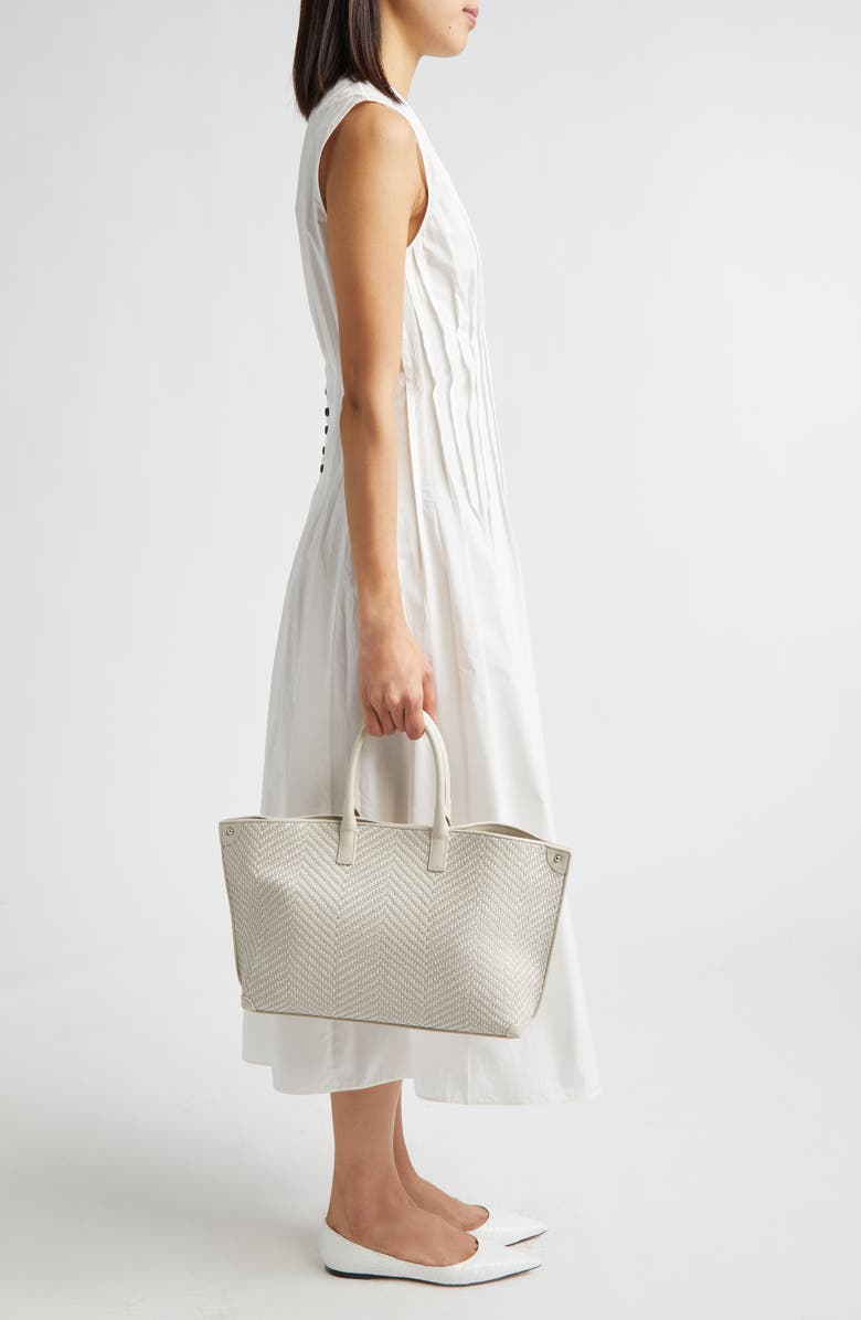Akris Small AI Woven Leather Tote, Alternate, color, Ecru Alabaster