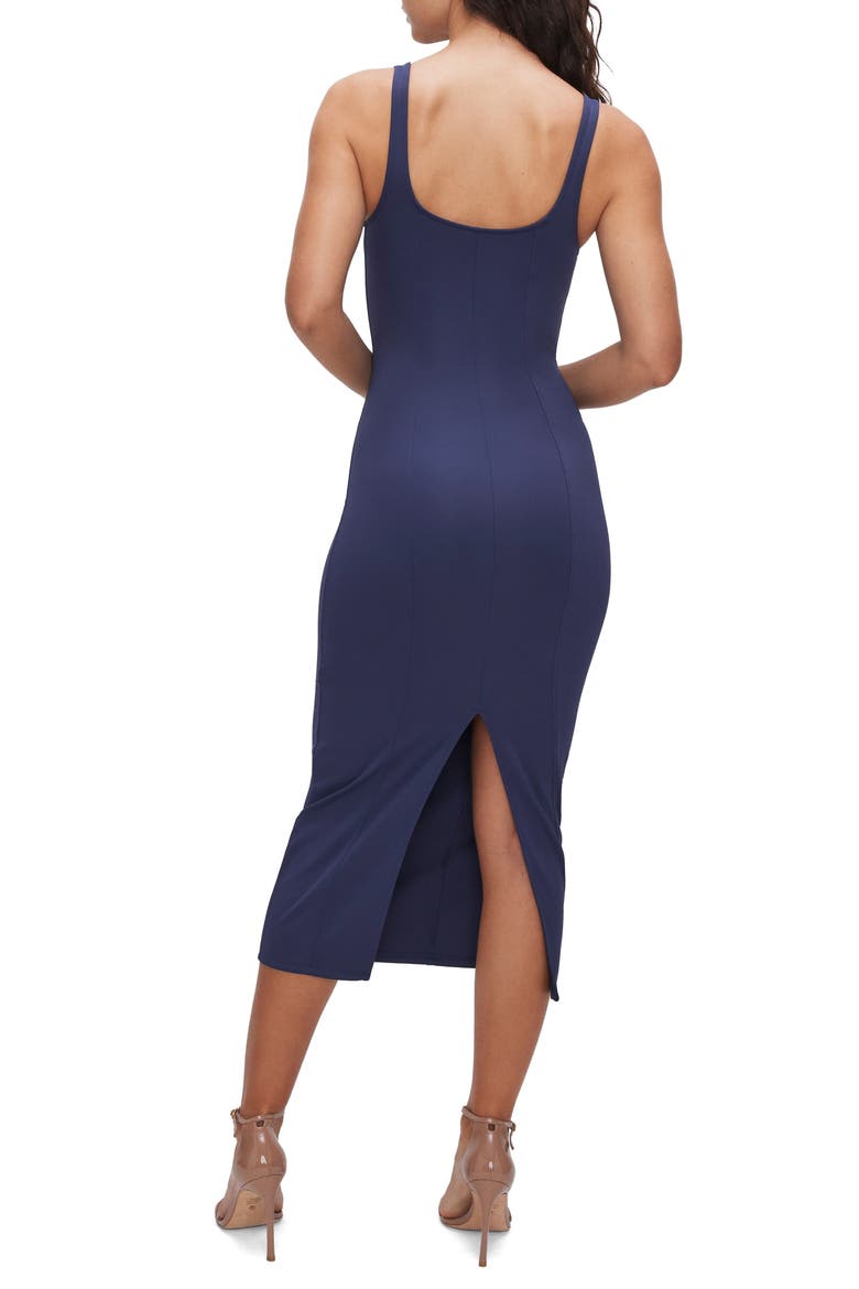 Corset Scuba Midi Dress, Alternate, color, BLUE RINSE