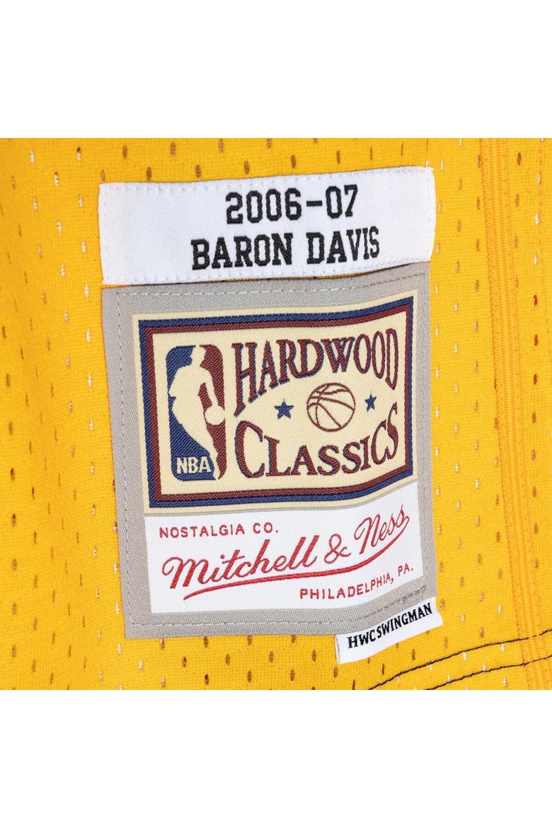 Men's Mitchell & Ness Baron Davis Navy/Gold Golden State Warriors Hardwood Classics 2006/07 Split Swingman Jersey, Alternate, color, Navy