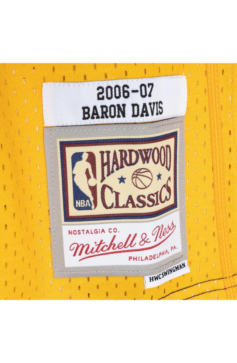 Mitchell & Ness Men's Mitchell & Ness Baron Davis Navy/Gold Golden State Warriors Hardwood Classics 2006/07 Split Swingman Jersey, Alternate, color,