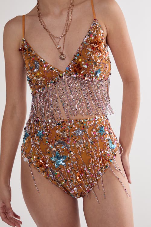 Nasty Gal Star Embellished Tassel Booty Shorts In Brown