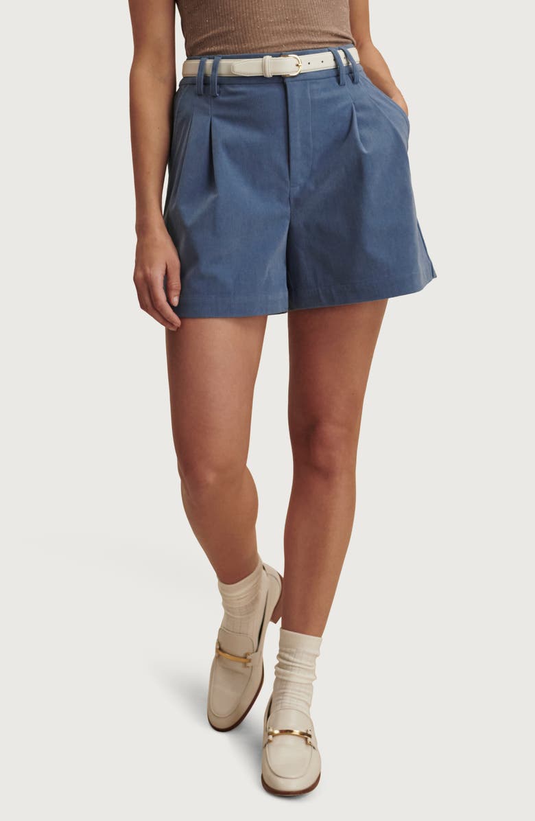 Varley Jorden Pleated Corduroy Shorts, Main, color, Bijou Blue
