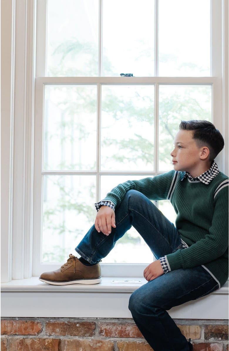 Hope & Henry Boys' Organic Sporty Crew Neck Sweater, Kids, Alternate, color, Collegiate Green