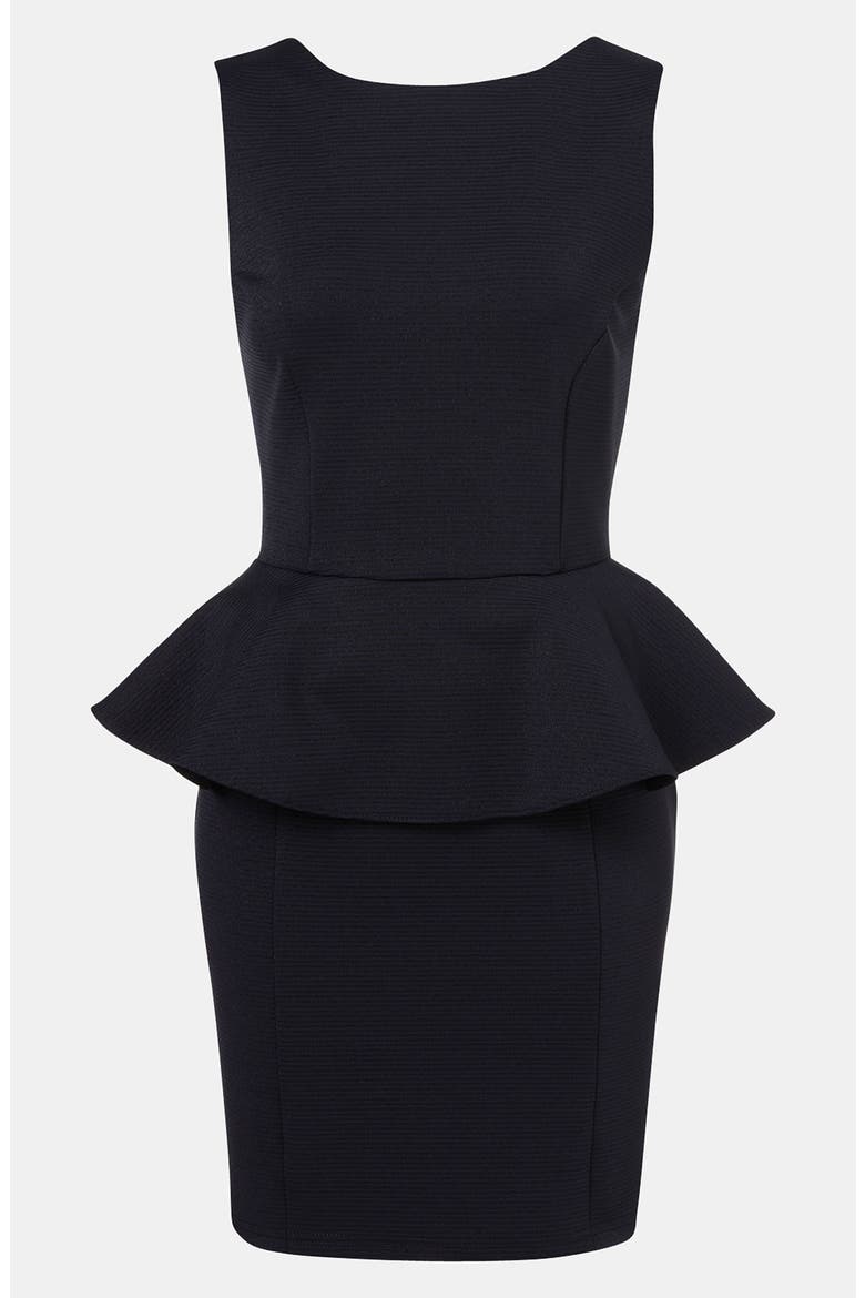 Ribbed Peplum Dress, Main, color, NAVY