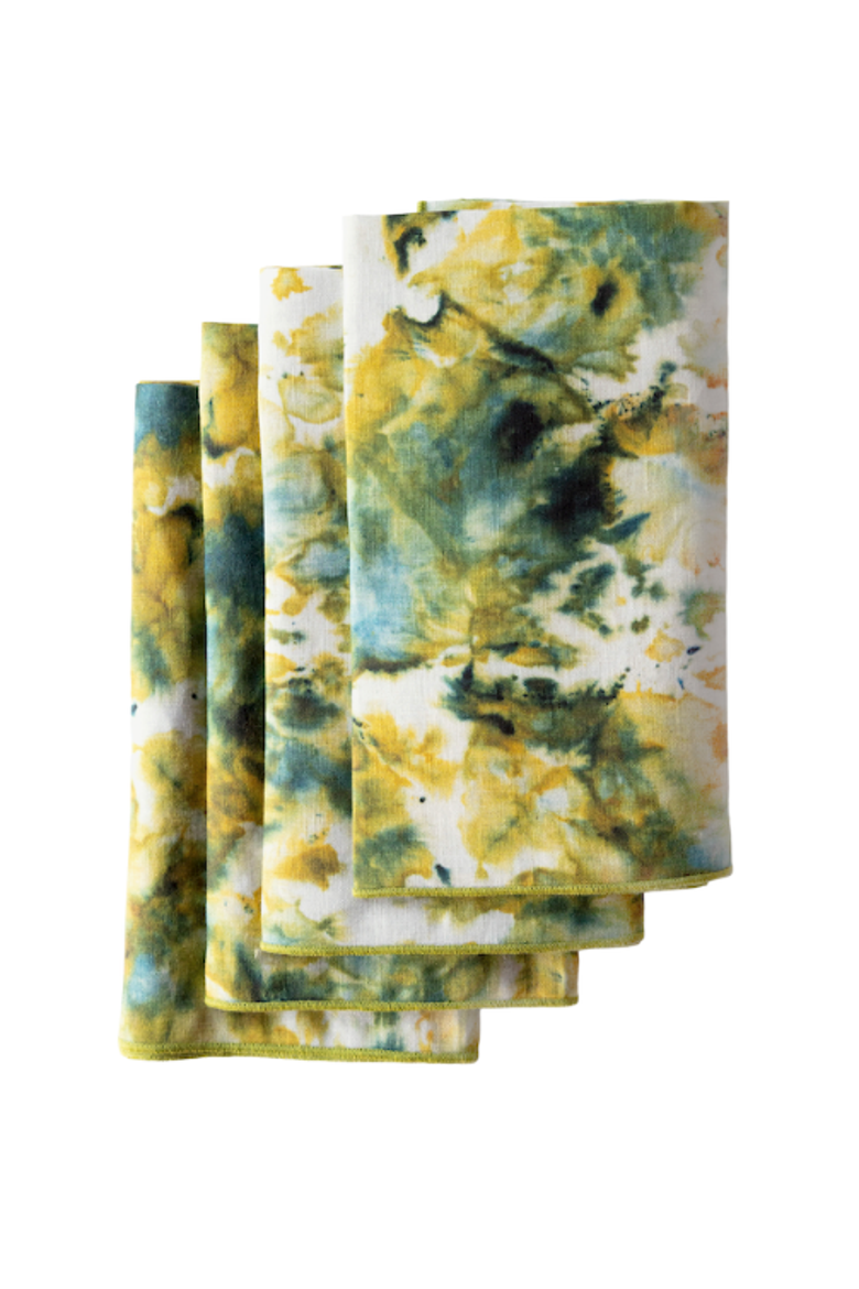 Green Marble Napkin Set of 4, Main, color, Green Marble Green Trim
