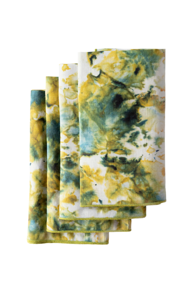 Goldie Home Green Marble Napkin Set of 4, Main, color, Green Marble Green Trim