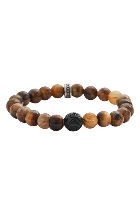 Men's Semiprecious Stone Beaded Stretch Bracelet