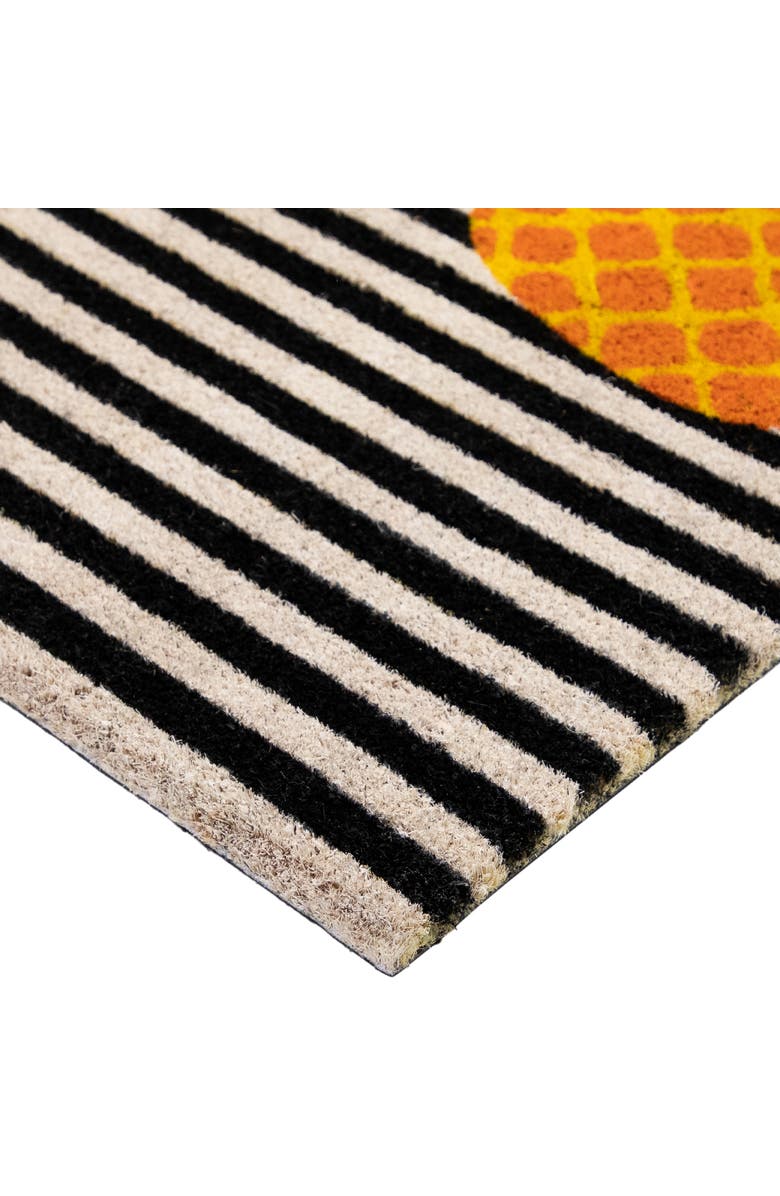 Northlight Ivory and Orange Pineapple Striped Natural Coir Outdoor Summer Doormat 18" x 30", Alternate, color, Ivory