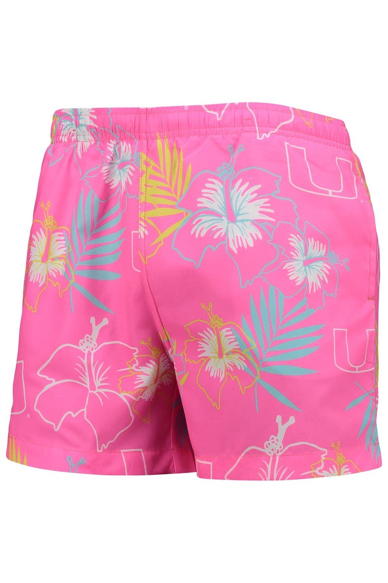 Men's FOCO Pink Miami Hurricanes Neon Floral Swim Trunks, Alternate, color, Pink