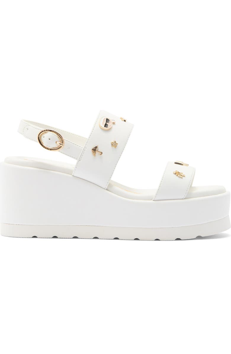 KARL LAGERFELD PARIS Cleome Slingback Platform Wedge Sandal, Alternate, color, Bright White