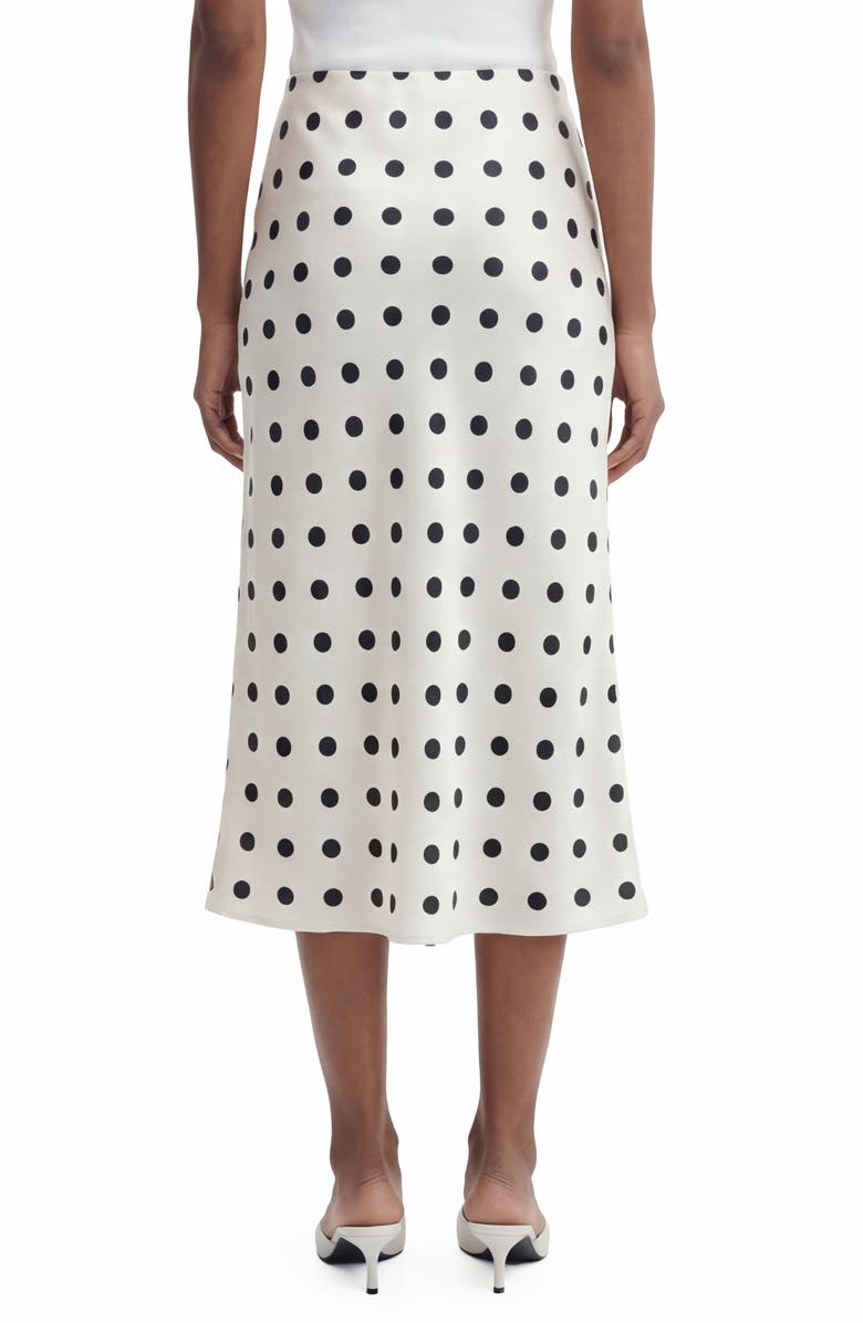 Love By Design Melanie Satin Midi Skirt, Alternate, color, Ivory/ Black Polka Dot