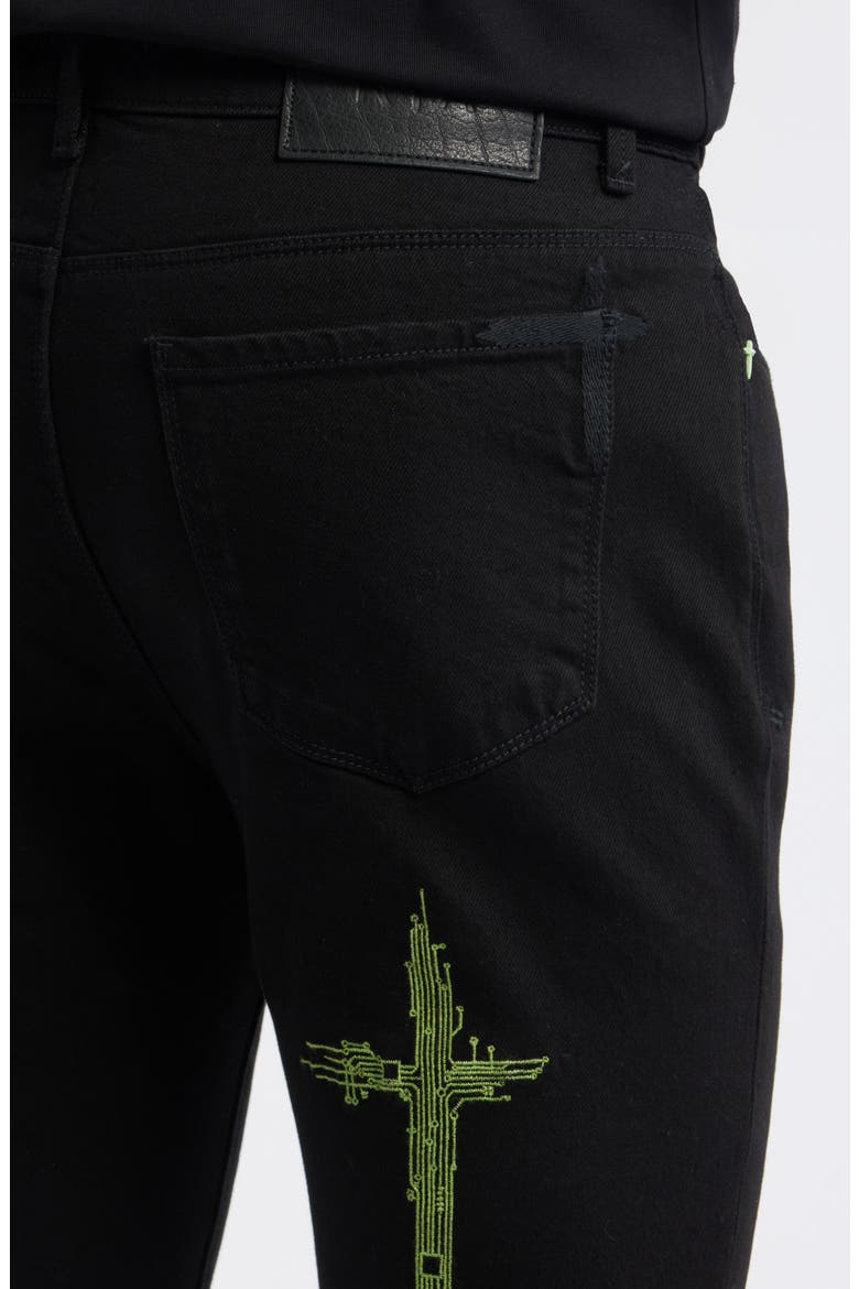 Bryant Digital Cross Skinny Jeans, Alternate, color, BLACK GREEN DIGITAL CROSS