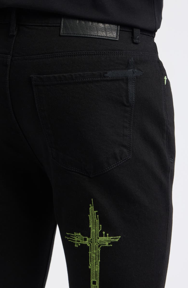 RtA Bryant Digital Cross Skinny Jeans, Alternate, color, Black Green Digital Cross