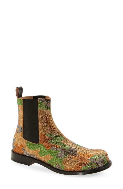 Camo Crystal Studded Chelsea Boot (Men)