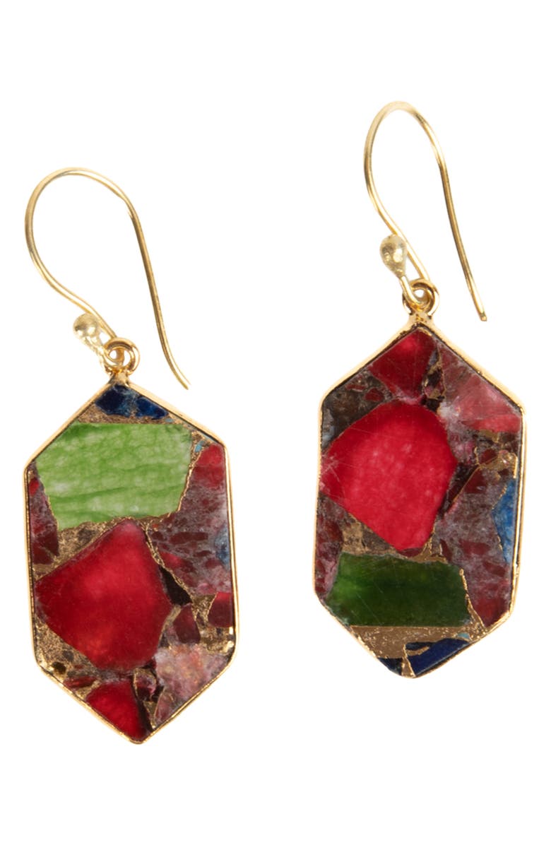 SAACHI Mosaic Geometric Drop Earrings, Main, color, Red/ Green Multi