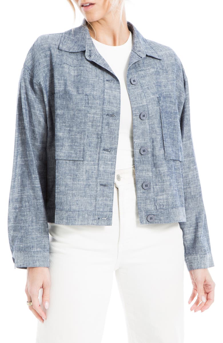 MAX STUDIO Crop Linen Blend Jacket, Alternate, color,