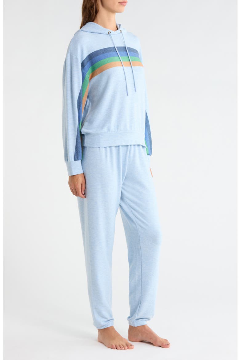Radiant Stripe Peached Jersey Hoodie Pajamas, Alternate, color, HEATHER SKY