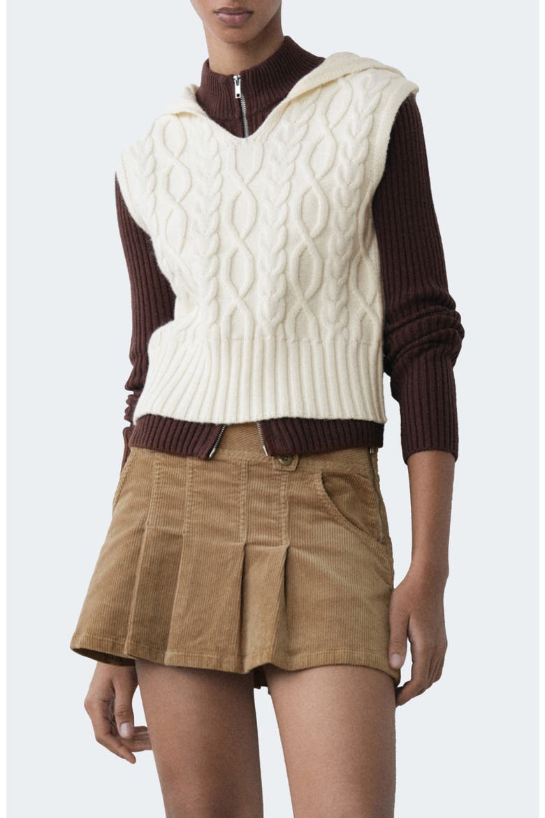 Hooded Cable Vest, Main, color, ECRU
