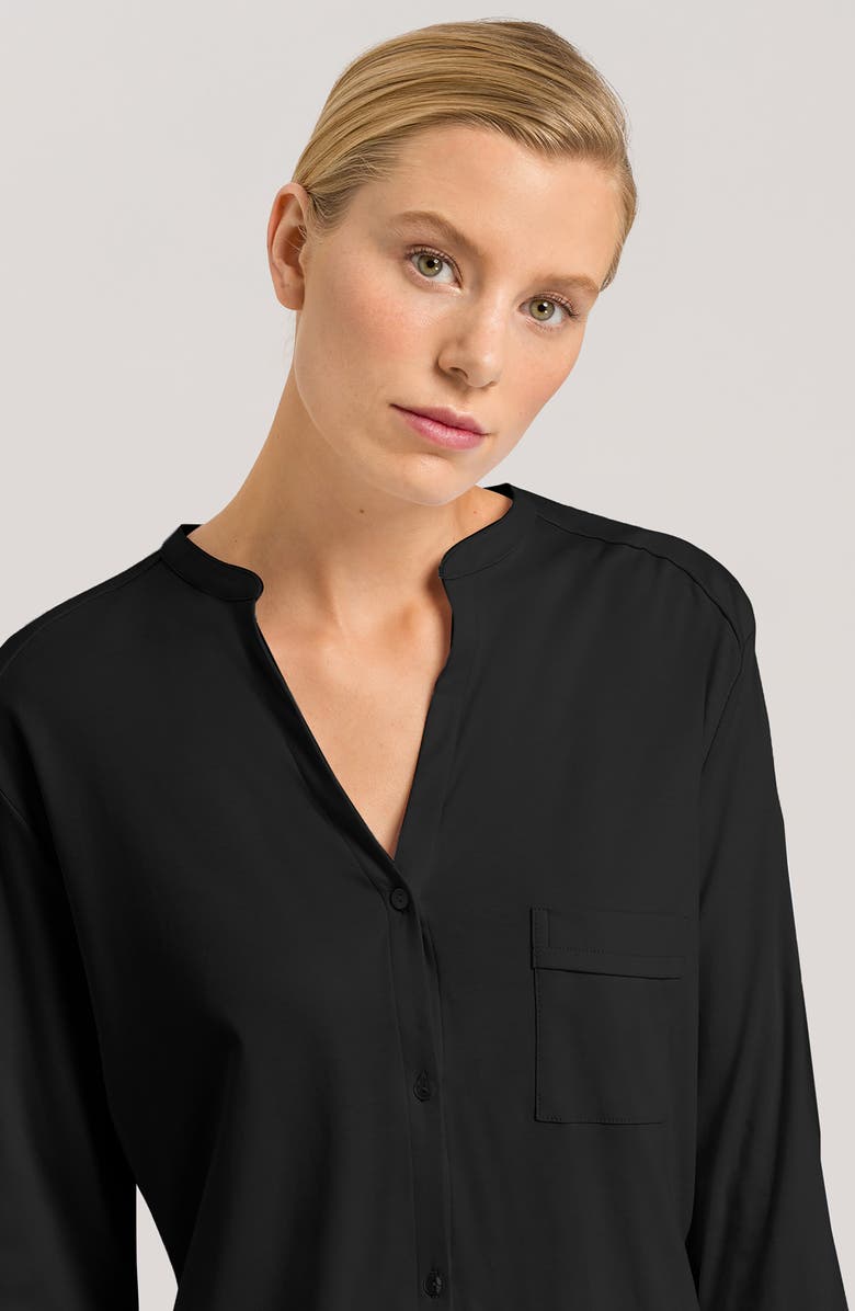 Hanro Pure Essence Pajamas, Alternate, color, Black