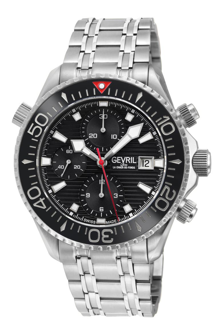 Hudson Yards Swiss Automatic Chronograph Bracelet Watch, 43mm, Main, color, SILVER