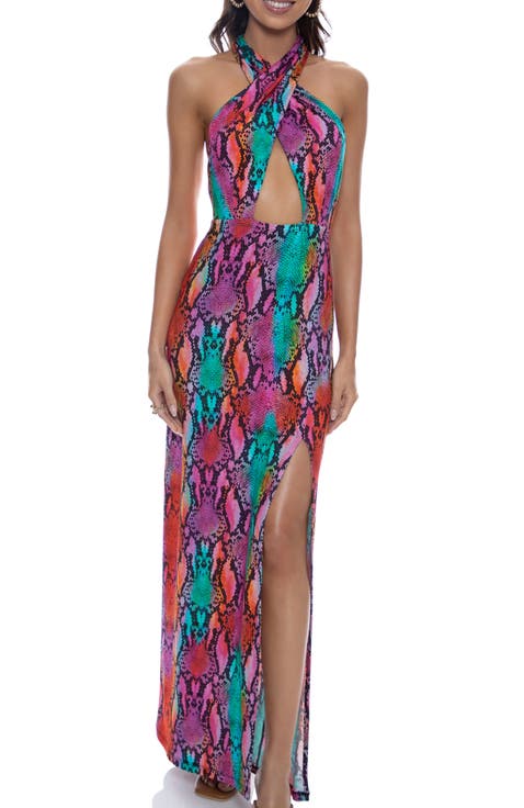 Halter Neck Cut Out Long Dress