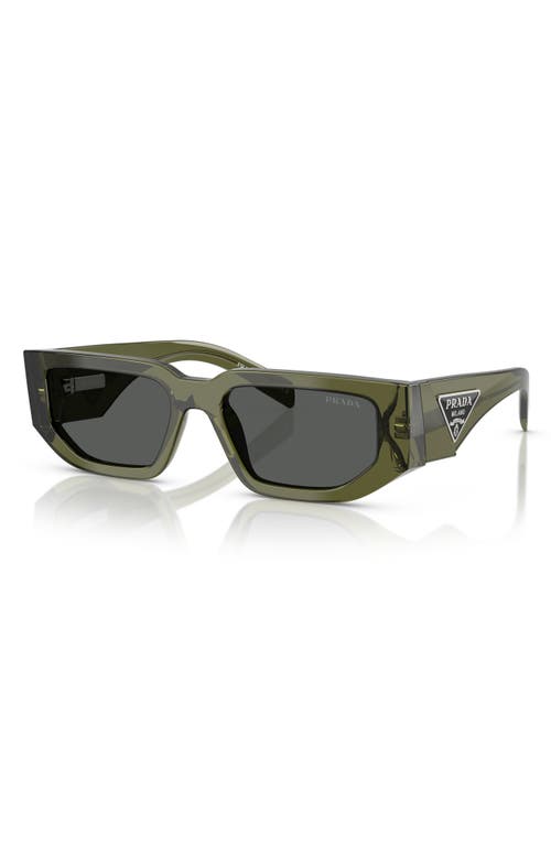 Prada Triangle Logo Bicolor Rectangle Sunglasses In Grey Green