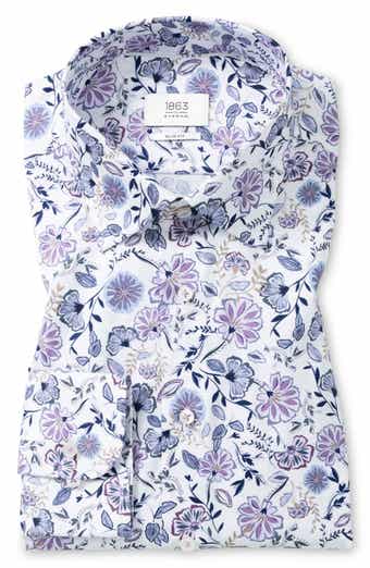 Slim Fit Floral Non-Iron Cotton Twill Dress Shirt