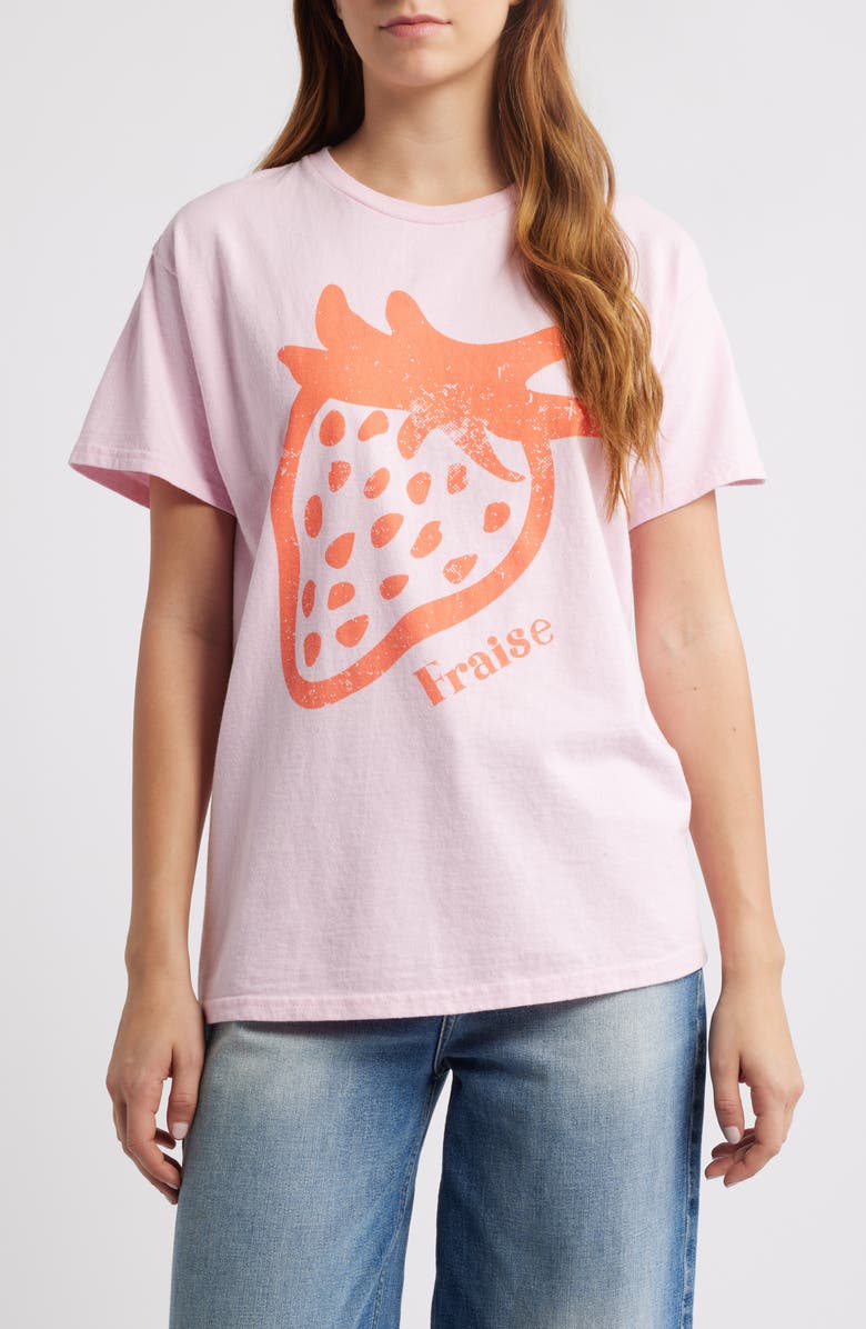 Junk Food Fraise Oversize Cotton Graphic T-Shirt, Main, color, 