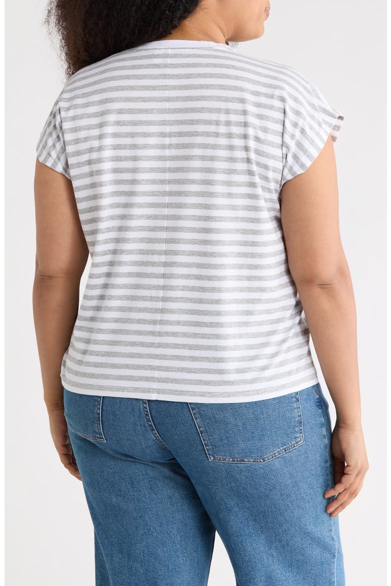 Pima Cotton T-Shirt, Alternate, color, GREY HEATHER-WHITE RUTH STRIPE