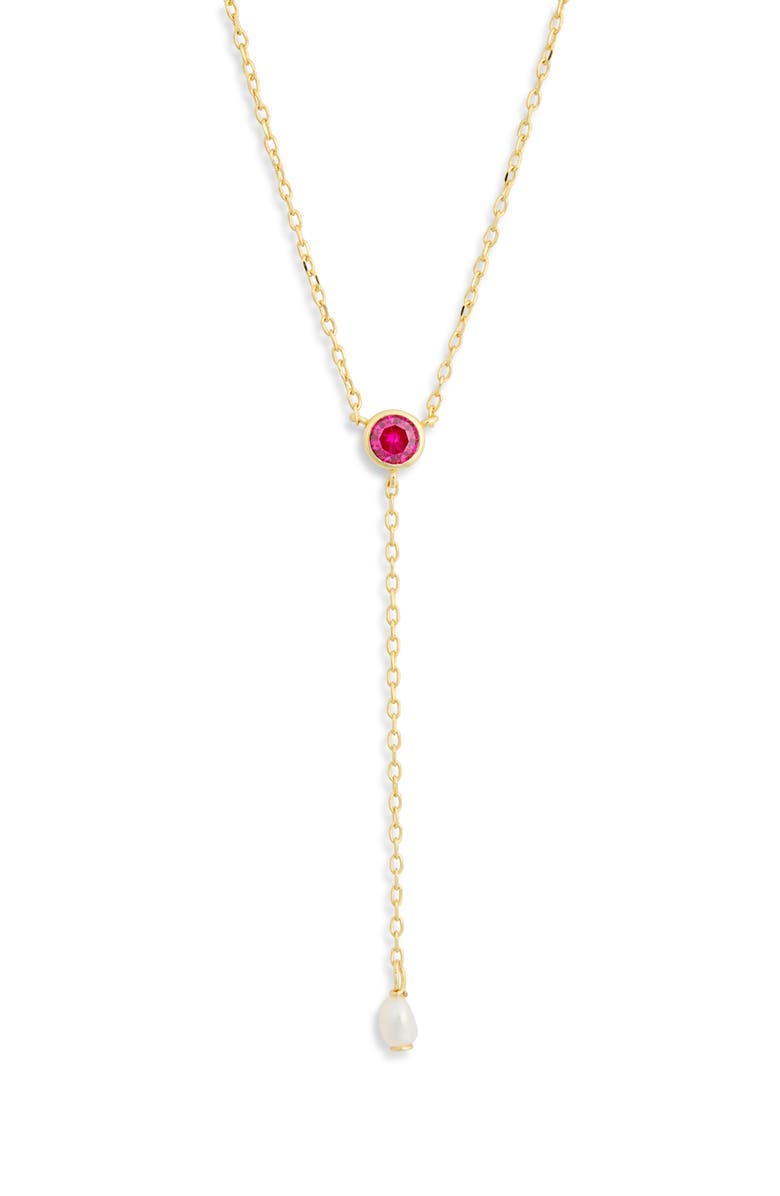 ARGENTO VIVO Red Stone Lariat Necklace, Main, color, Gold