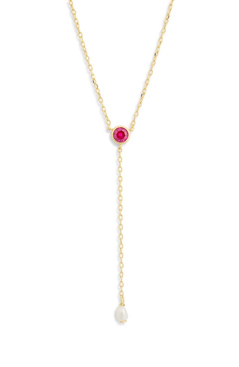 Red Stone Lariat Necklace