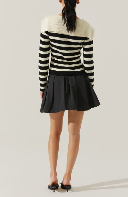 Astr The Label Analissa Stripe Collar Cardigan In Stripe Cream Black