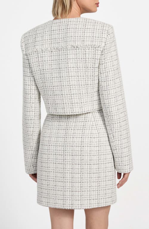 Guess Anna Marie Crop Tweed Jacket In Gray