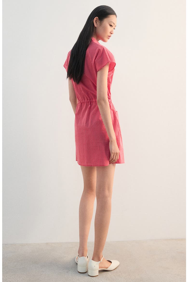 Stripe Tie Waist Shirtdress, Alternate, color, RED