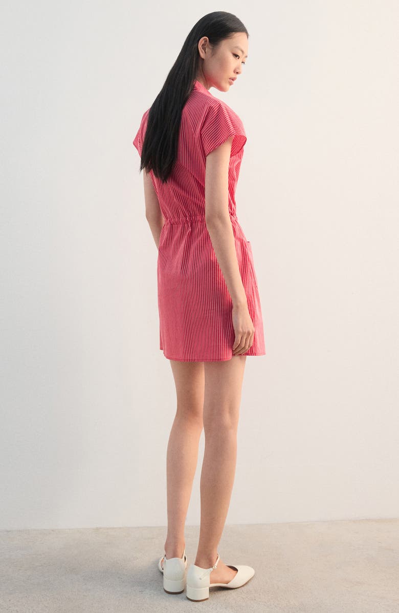 MANGO Stripe Tie Waist Shirtdress, Alternate, color, Red