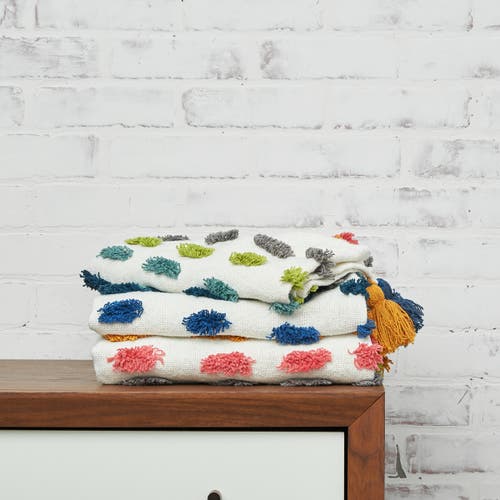 Carol & Frank 50" X 60" Vaughan Polka Dot Tassels Premium Cotton Accent Throw Blanket In Multi