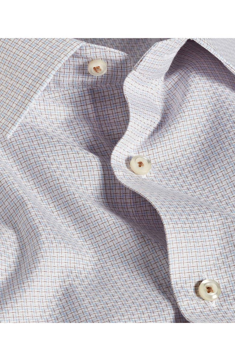 David Donahue Trim Fit Check Cotton Dobby Dress Shirt, Alternate, color, White/ Dune