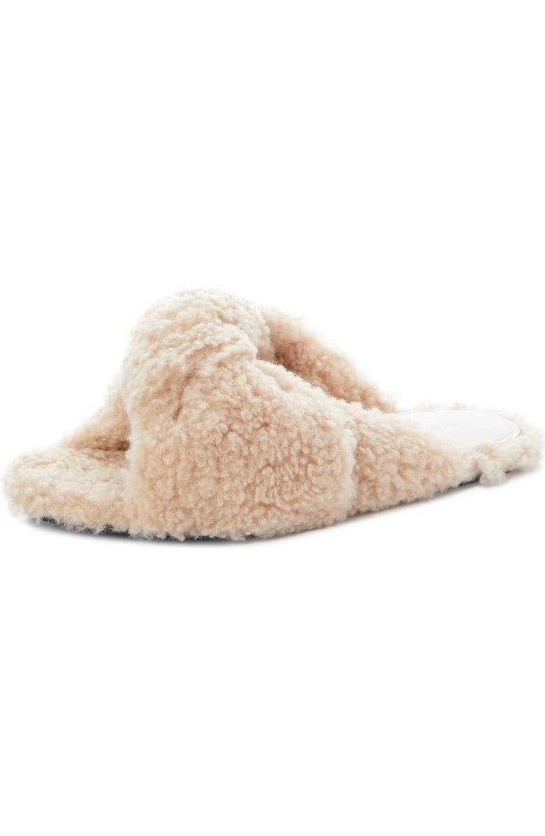 Balenciaga Drapy Faux Shearling Slide Sandal, Main, color,
