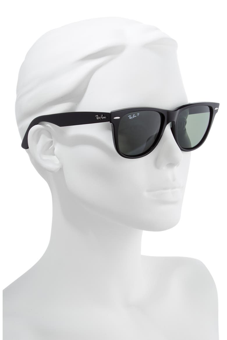 Classic Wayfarer Polarized 54mm Sunglasses, Alternate, color, BLACK