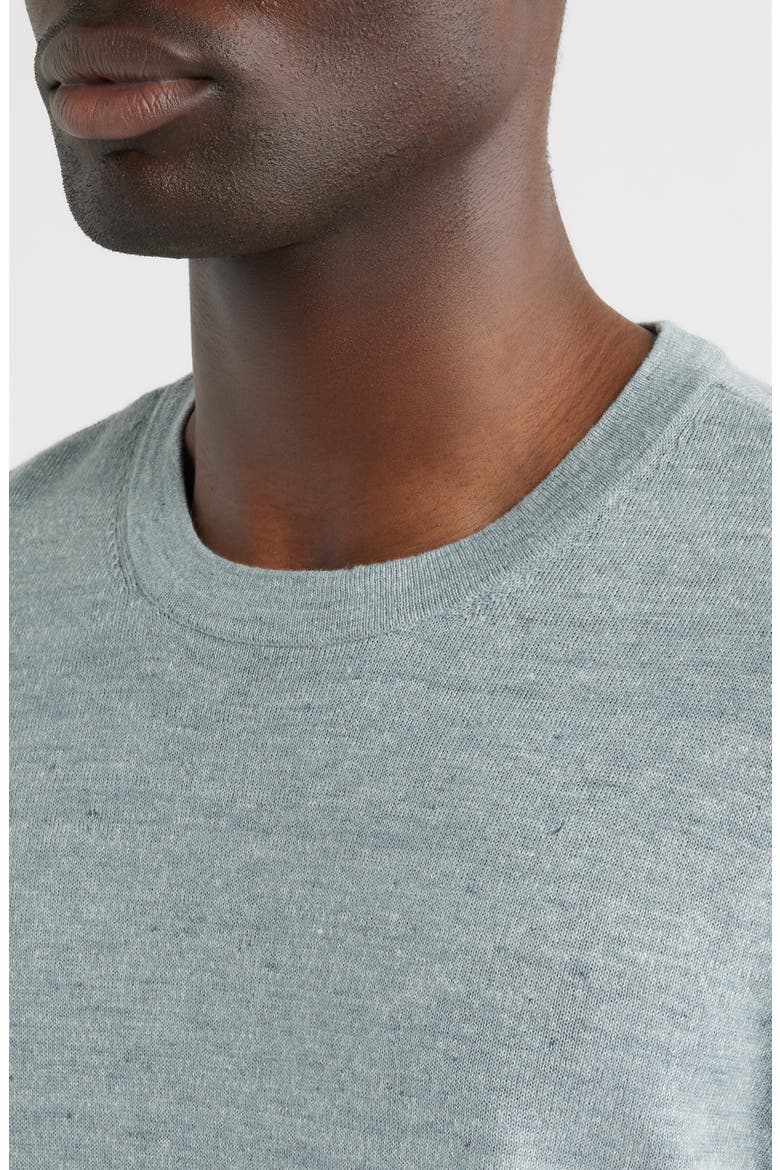 Linen & Cotton Short Sleeve Sweater Tee, Alternate, color, BLUE SPRUCE HEATHER