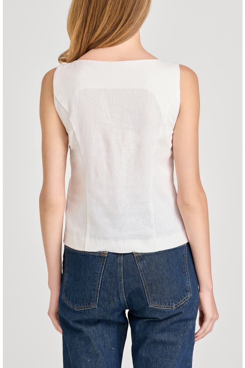 Vera Sleeveless Linen Blend Button-Up Top, Alternate, color, IVORY