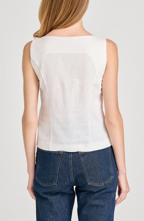 Wayf Vera Sleeveless Linen Blend Button-up Top In Ivory