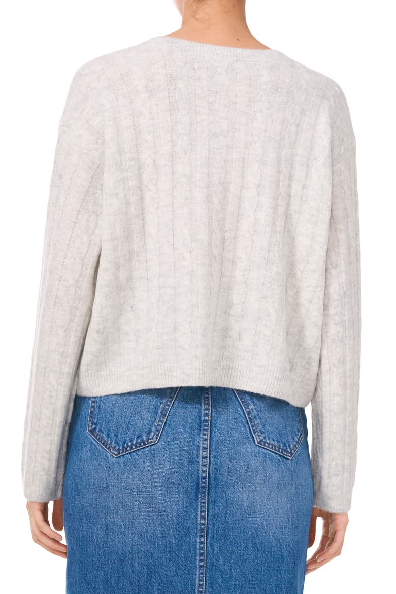 Mixed Stitch Crewneck Sweater, Alternate, color, SILVER HEATHER