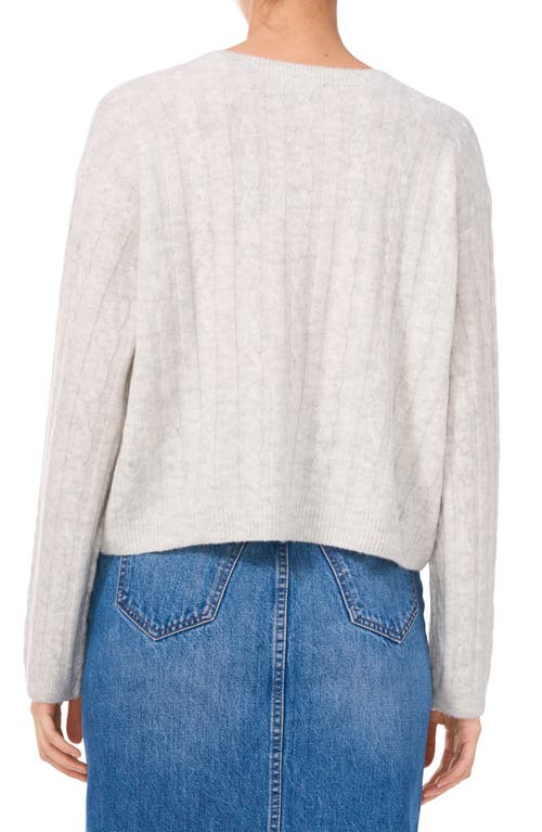1.state Mixed Stitch Crewneck Sweater In Silver Heather