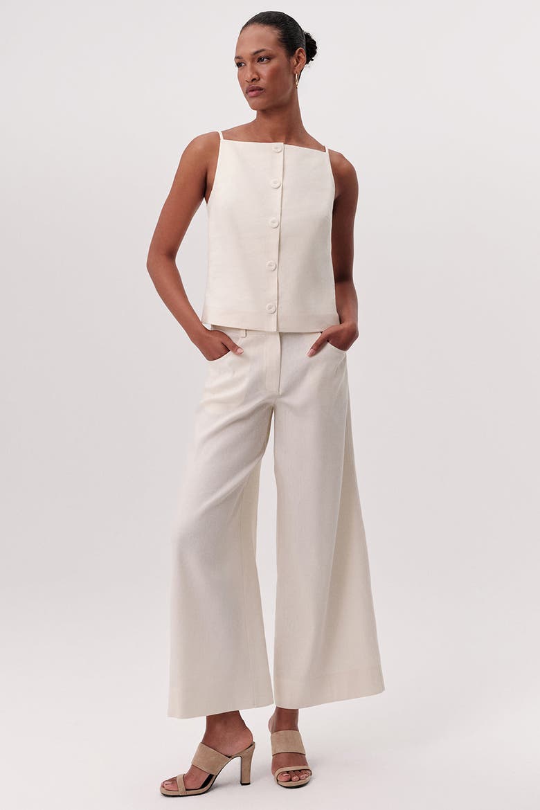 Rebeca Square Neck Button Front Sleeveless Blouse, Alternate, color, Cream