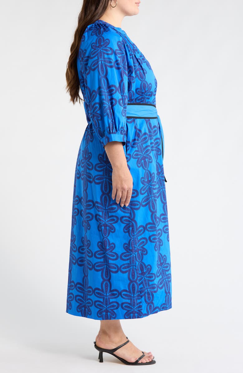 SUGARLIPS Romery Puff Sleeve Cotton Maxi Dress, Alternate, color, Blue-Navy-Mul